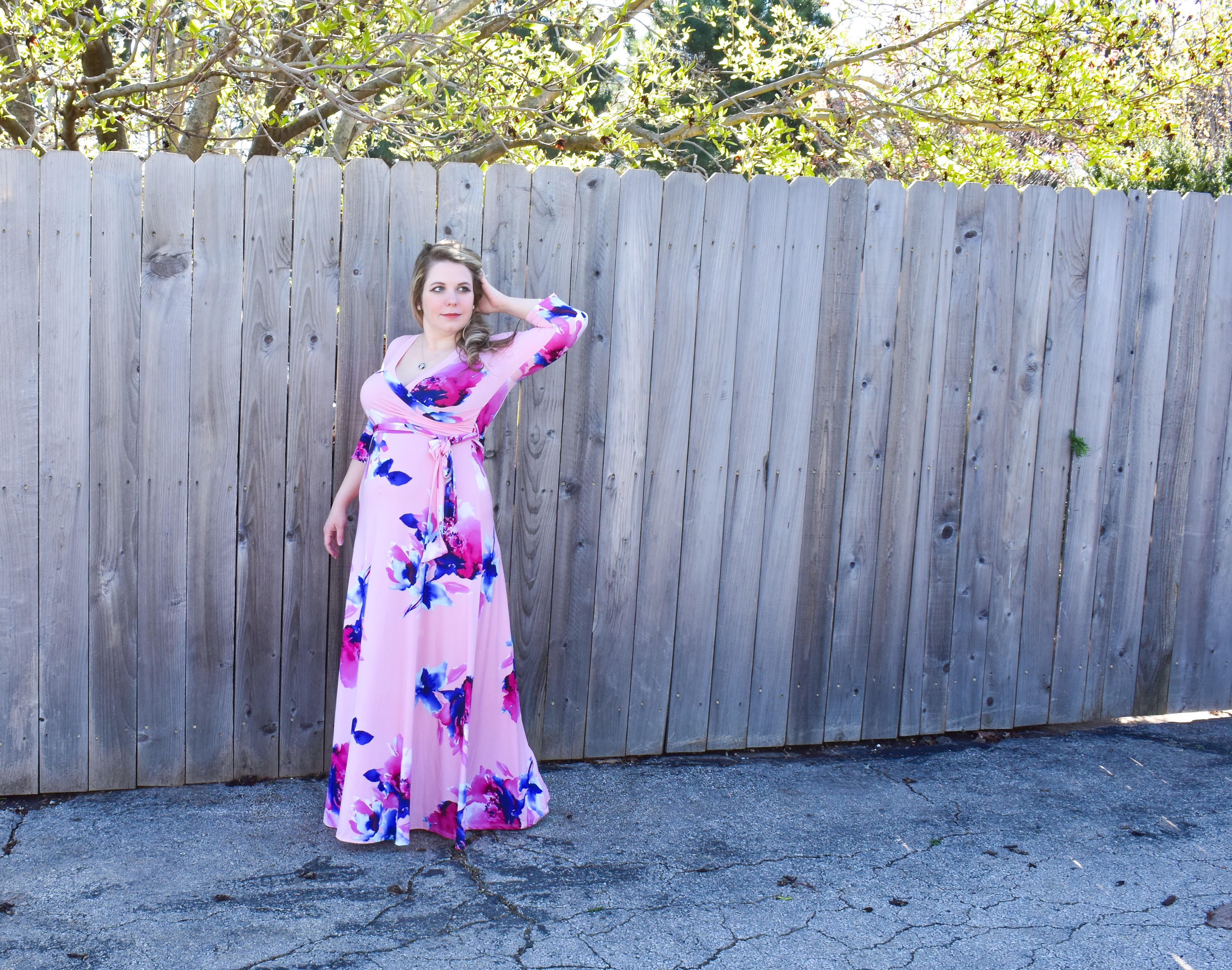 PinkBlush Navy Lace Trim Plus Maternity Pajama Set