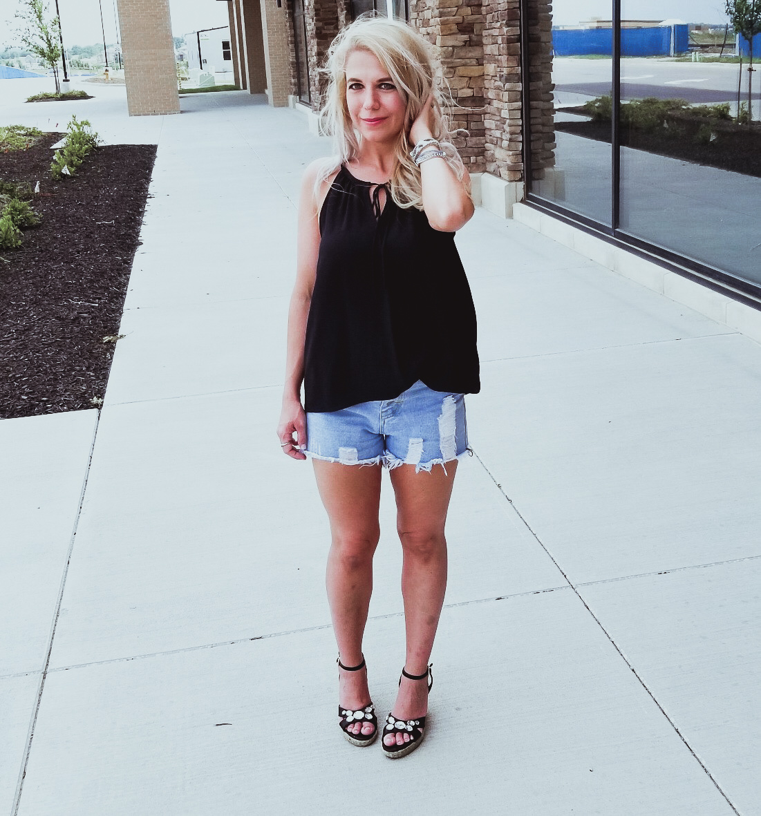 Casual Summer Outfit [Black Halter + 
