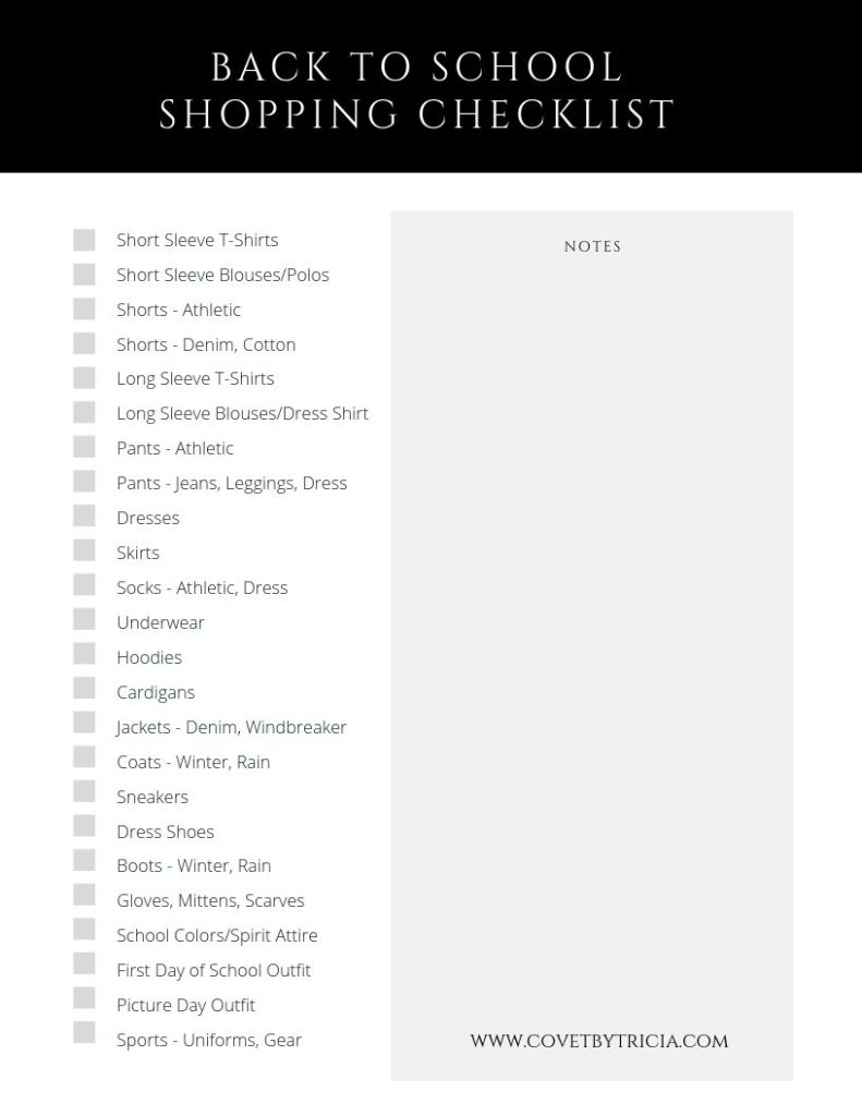 Back to School Clothes Shopping List • COVET by tricia