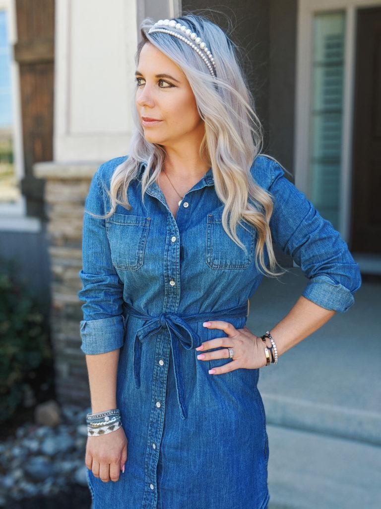 Chambray Dress Outfit Ideas - Jean Shirt Dress Outfits • COVET by tricia